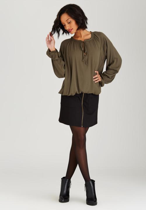 c(inch) - Peasant Detail Blouse Khaki Green