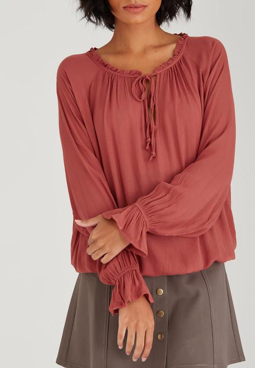 c(inch) - Peasant Detail Blouse Mid Brown