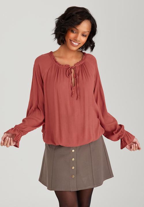c(inch) - Peasant Detail Blouse Mid Brown