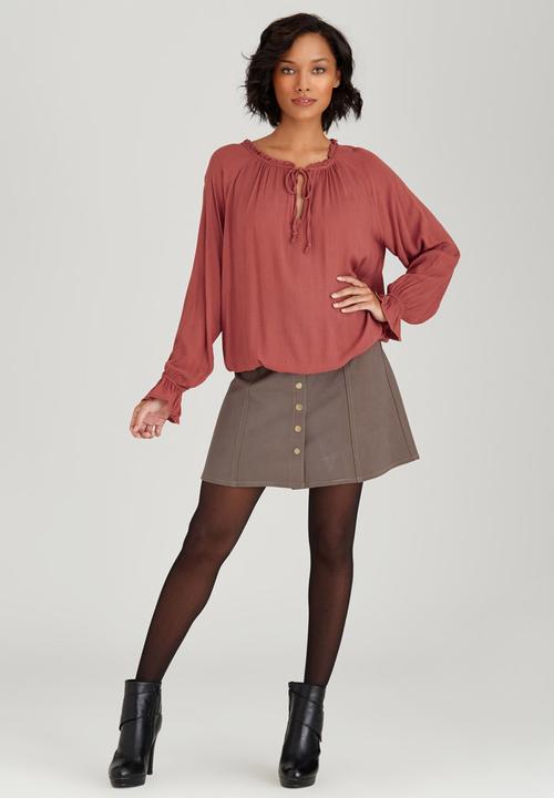 c(inch) - Peasant Detail Blouse Mid Brown
