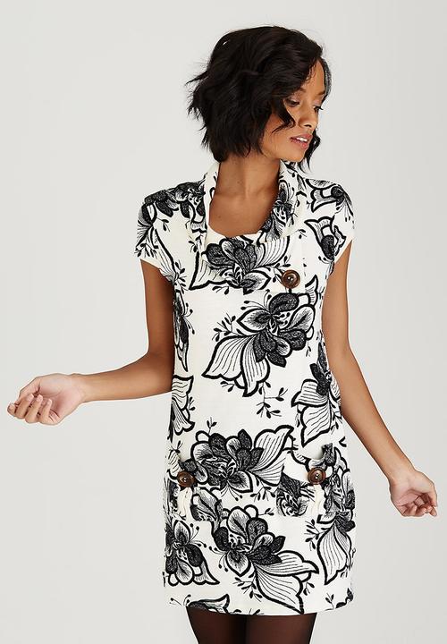 Revenge - Monochrome Flower Tunic Black and White