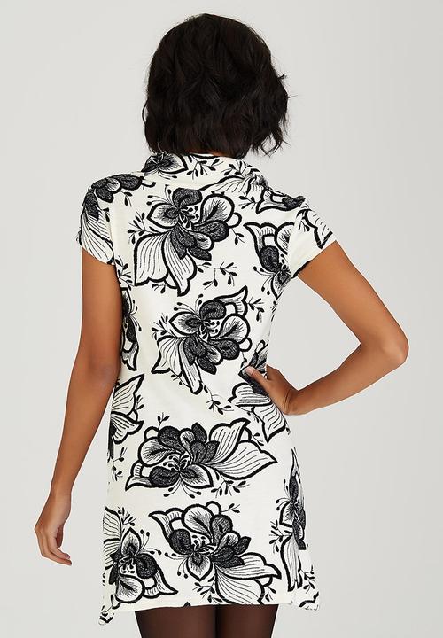 Revenge - Monochrome Flower Tunic Black and White