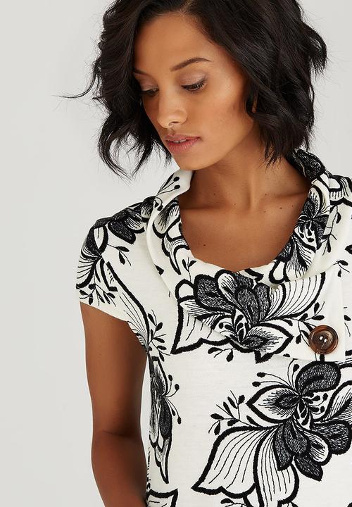 Revenge - Monochrome Flower Tunic Black and White