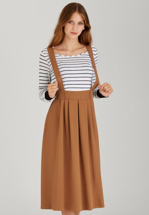 c(inch) - Dungaree Skirt Mid Brown