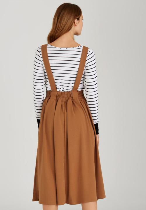 c(inch) - Dungaree Skirt Mid Brown