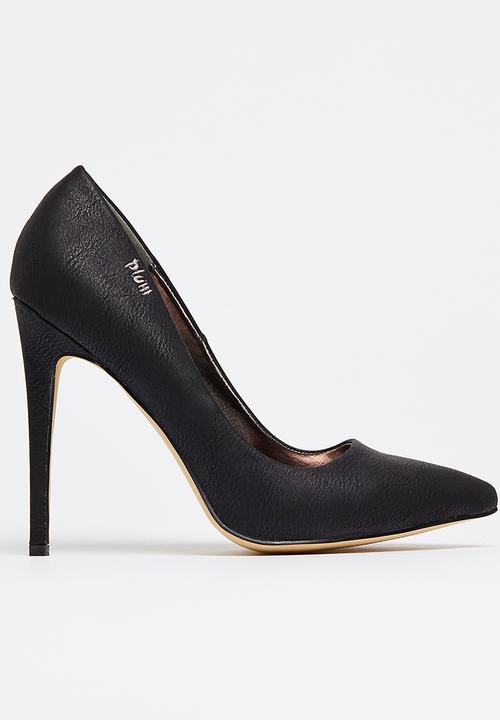 Basic Court Shoes Black Plum Heels 