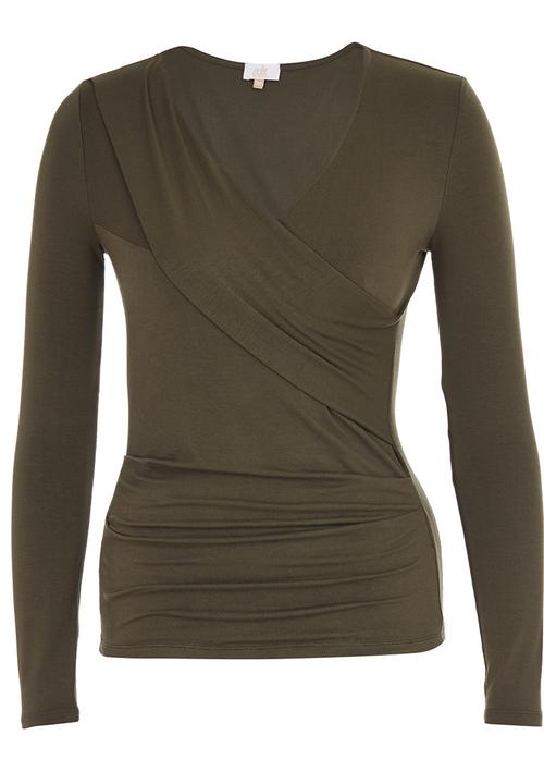 edit - Long Sleeve Wrap T-shirt Khaki Green