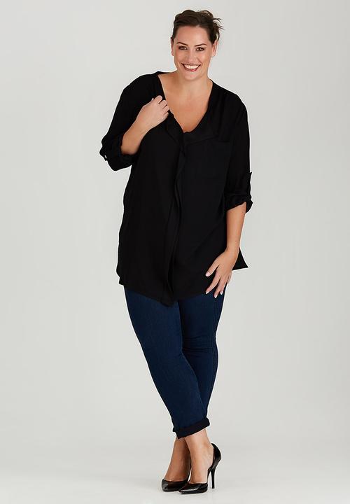 edit Plus - Gypsy Roll-Up Sleeve Shirt Black