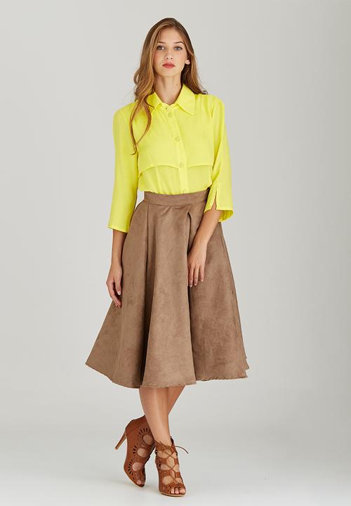 adam&eve; - Frances Suede-like Skirt Mid Brown