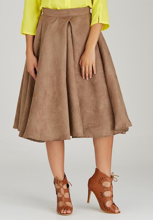 adam&eve; - Frances Suede-like Skirt Mid Brown