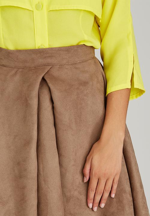 adam&eve; - Frances Suede-like Skirt Mid Brown