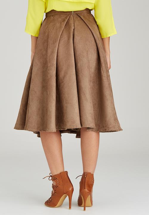adam&eve; - Frances Suede-like Skirt Mid Brown