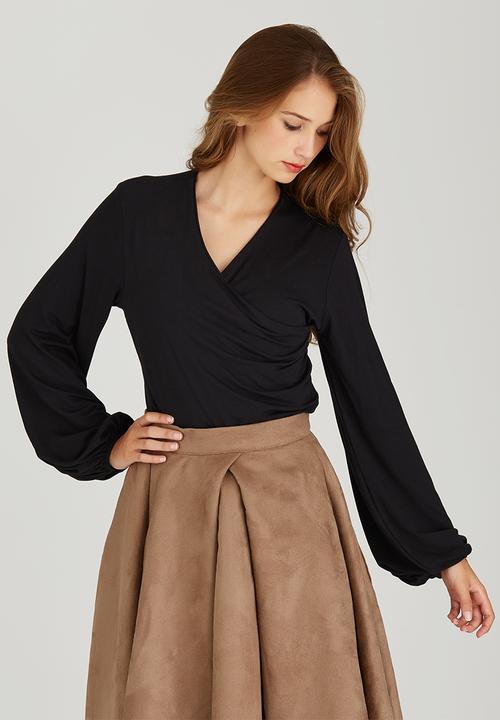 adam&eve; - Shae Wrap Knit Top Black