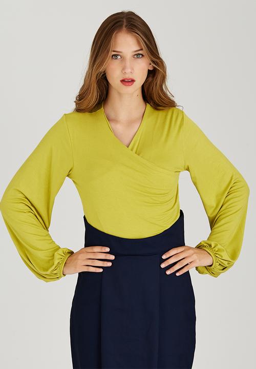 adam&eve; - Shae Wrap Knit Top Chartreuse