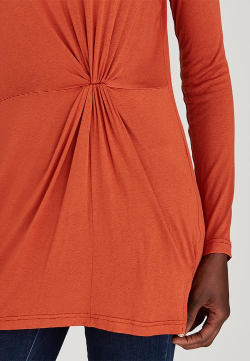 edit - Knot Front Tunic Mid Brown