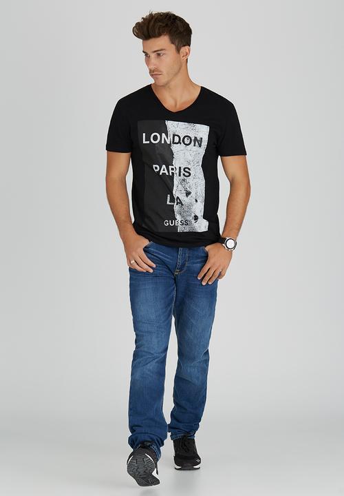GUESS - S/S London Paris LA Tee Black