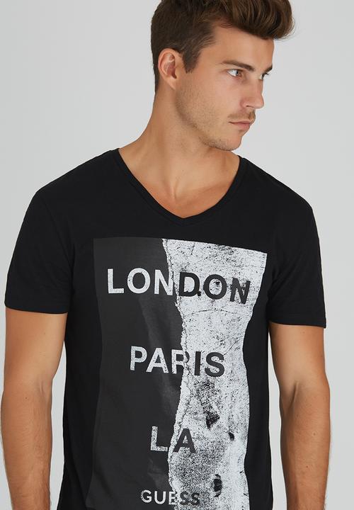 GUESS - S/S London Paris LA Tee Black