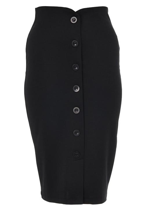 edit - Button Through Tube Skirt Black