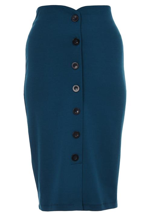 edit - Button Through Tube Skirt Turquoise