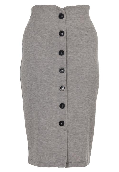 edit - Button Through Tube Skirt Grey Melange