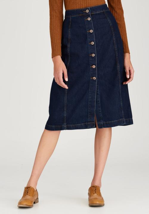 STYLE REPUBLIC - Midi A-Line Skirt Dark Blue