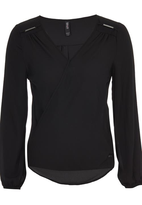 SOVIET - Inna Fancy Chiffon Top Black