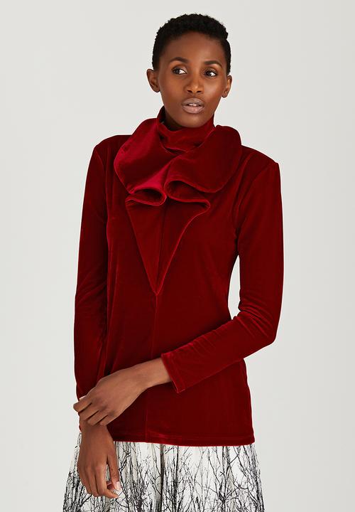 Sober - Polo Swirl Blouse Dark Red