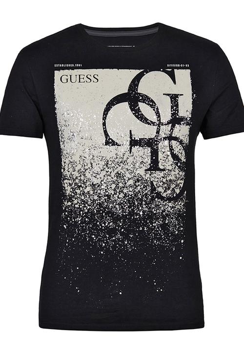 GUESS - S/S Faded Quatro G Crew Tee Black