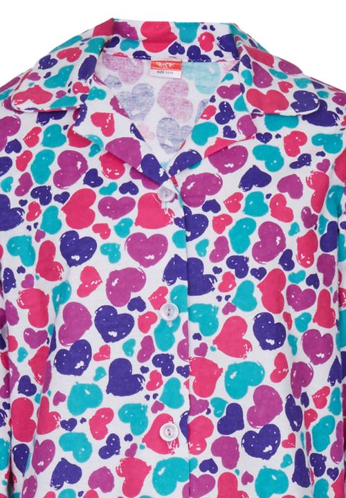 Twin Clothing - Girls Flannel  Pjs Set Multi-colour