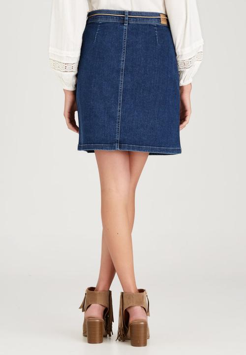 ONLY - Farrah Front Pocket Denim Skirt Mid Blue