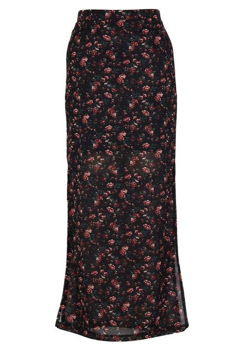 ONLY - Gerda Rose Print Maxi Skirt Black