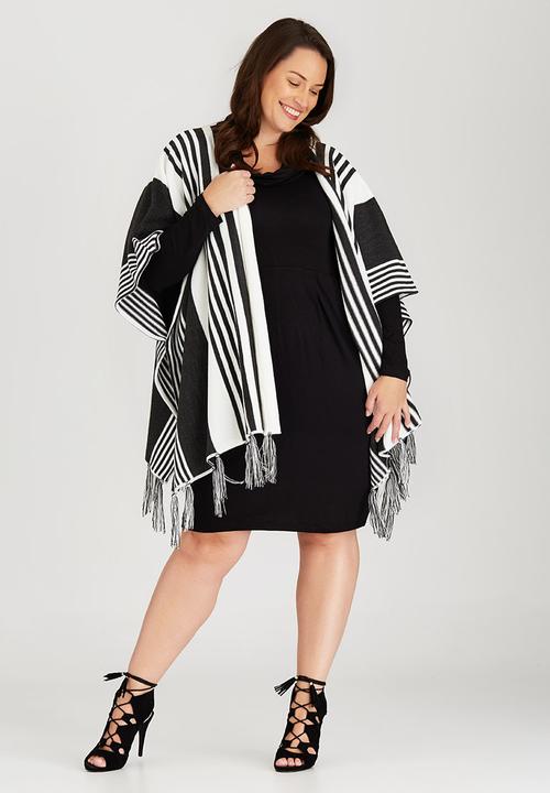 edit Plus - Fringed Poncho Multi-colour