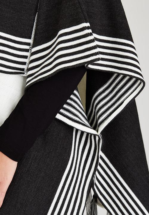 edit Plus - Fringed Poncho Multi-colour