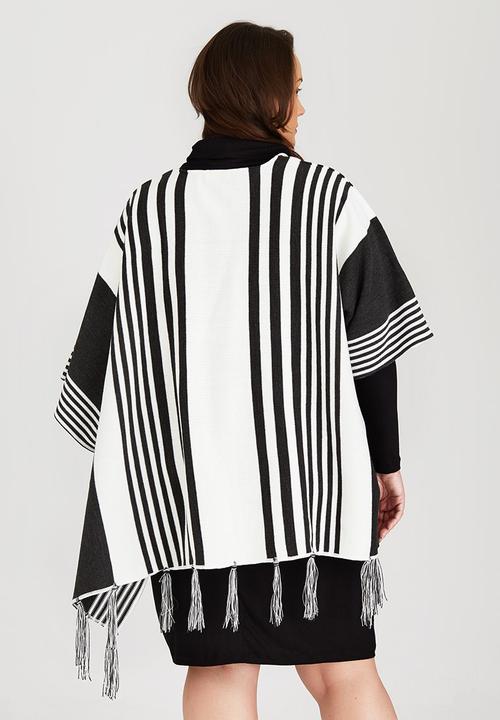 edit Plus - Fringed Poncho Multi-colour
