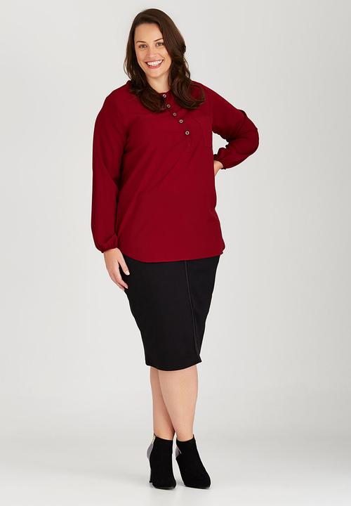 edit Plus - Basic Pocket Tunic Dark Red