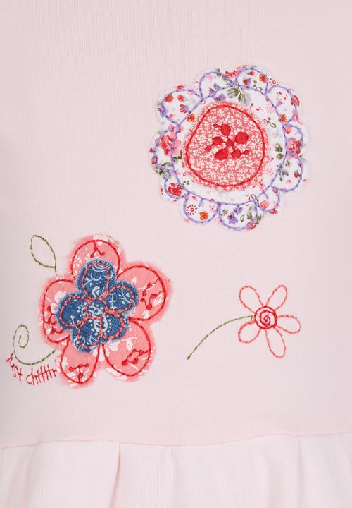 Just chillin - Flower Applique Dress Pale Pink