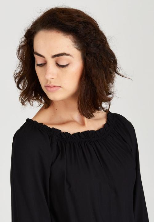 c(inch) - Peasant Tunic with Elastic Waist Black