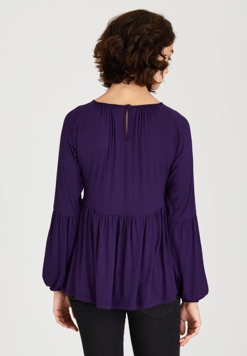 c(inch) - Babydoll Peasant Blouse Dark Purple