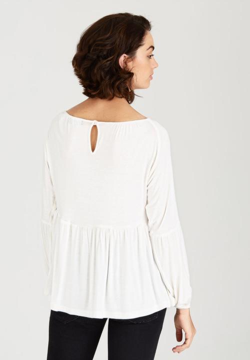 c(inch) - Babydoll Peasant Blouse Cream
