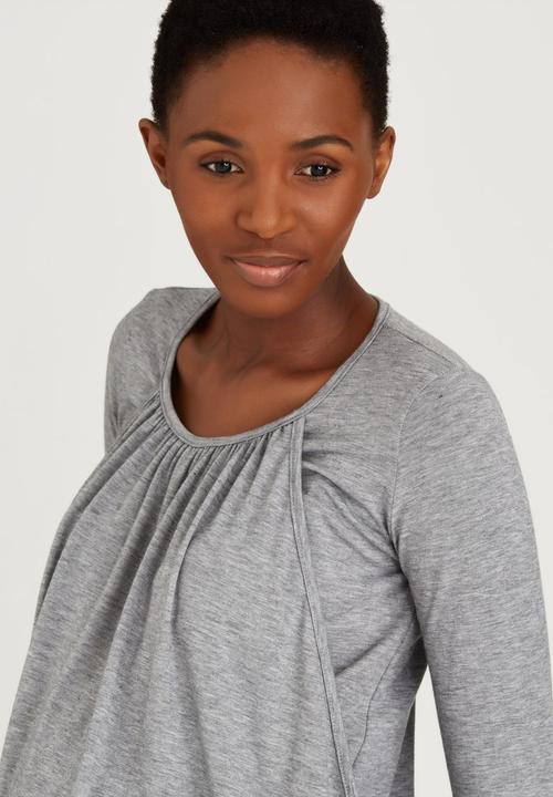 edit Maternity - Front Pleat Feeding Top Grey
