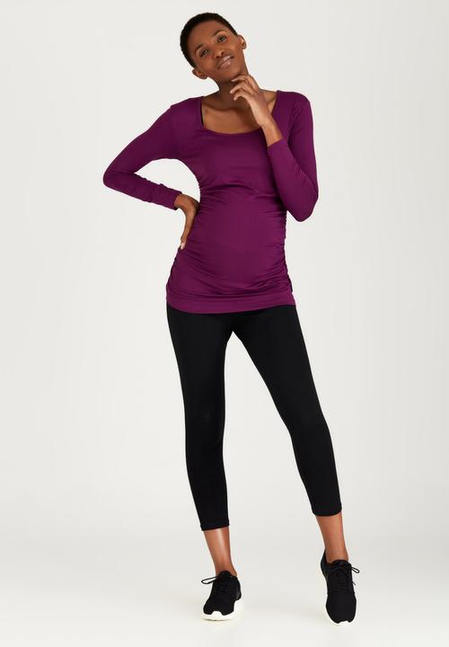 Cherry Melon - Side Gauged Long Sleeve Top Dark Purple