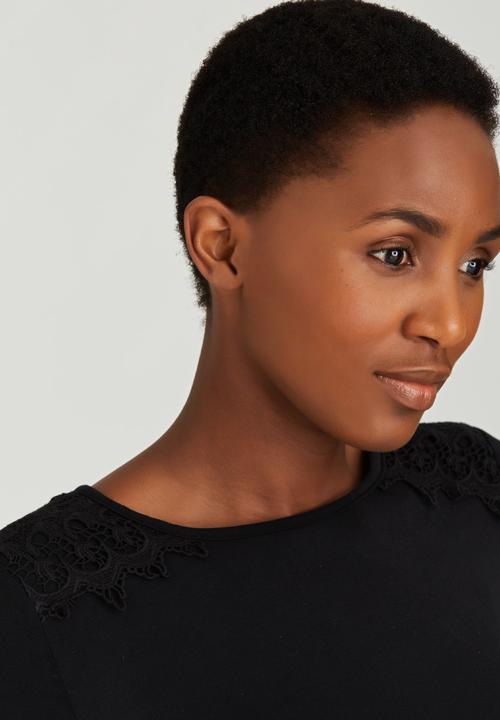 edit Maternity - Lace Keyhole Top Black