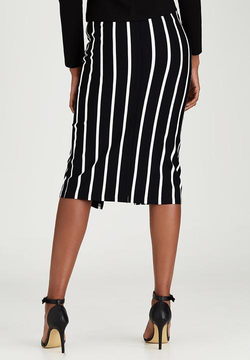 Dusud - Mixed Stripe Skirt Black and White