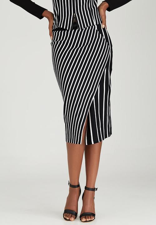 Dusud - Mixed Stripe Skirt Black and White
