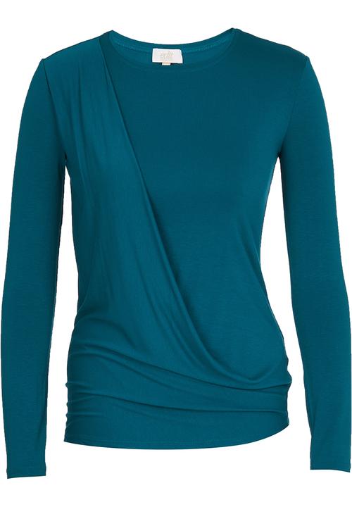 edit - Long-sleeve Drape Top Turquoise