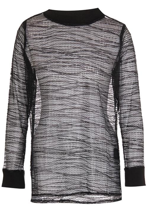 MAVEN by Michael Maven - Oversized Long Sleeve Mesh Tee Black
