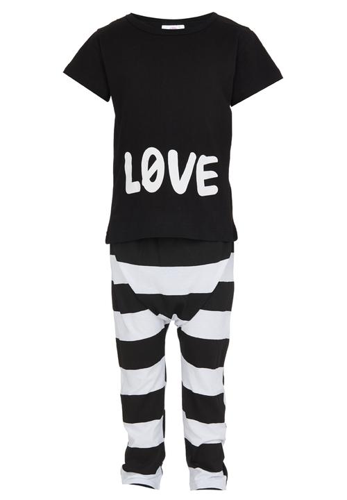 Pop Candy - Love  Pj Set Black and White