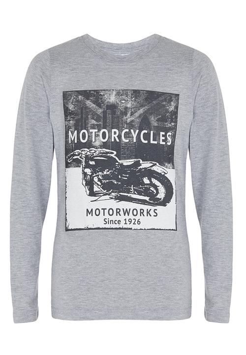 Rebel Republic - Printed Longsleeve Tee Grey Melange