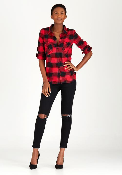 Suzanne Betro - Plaid Shirt Red