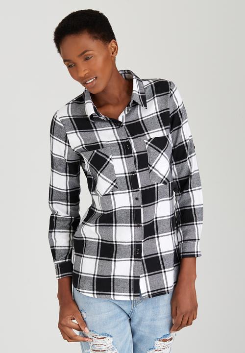 Suzanne Betro - Plaid Shirt Black and White